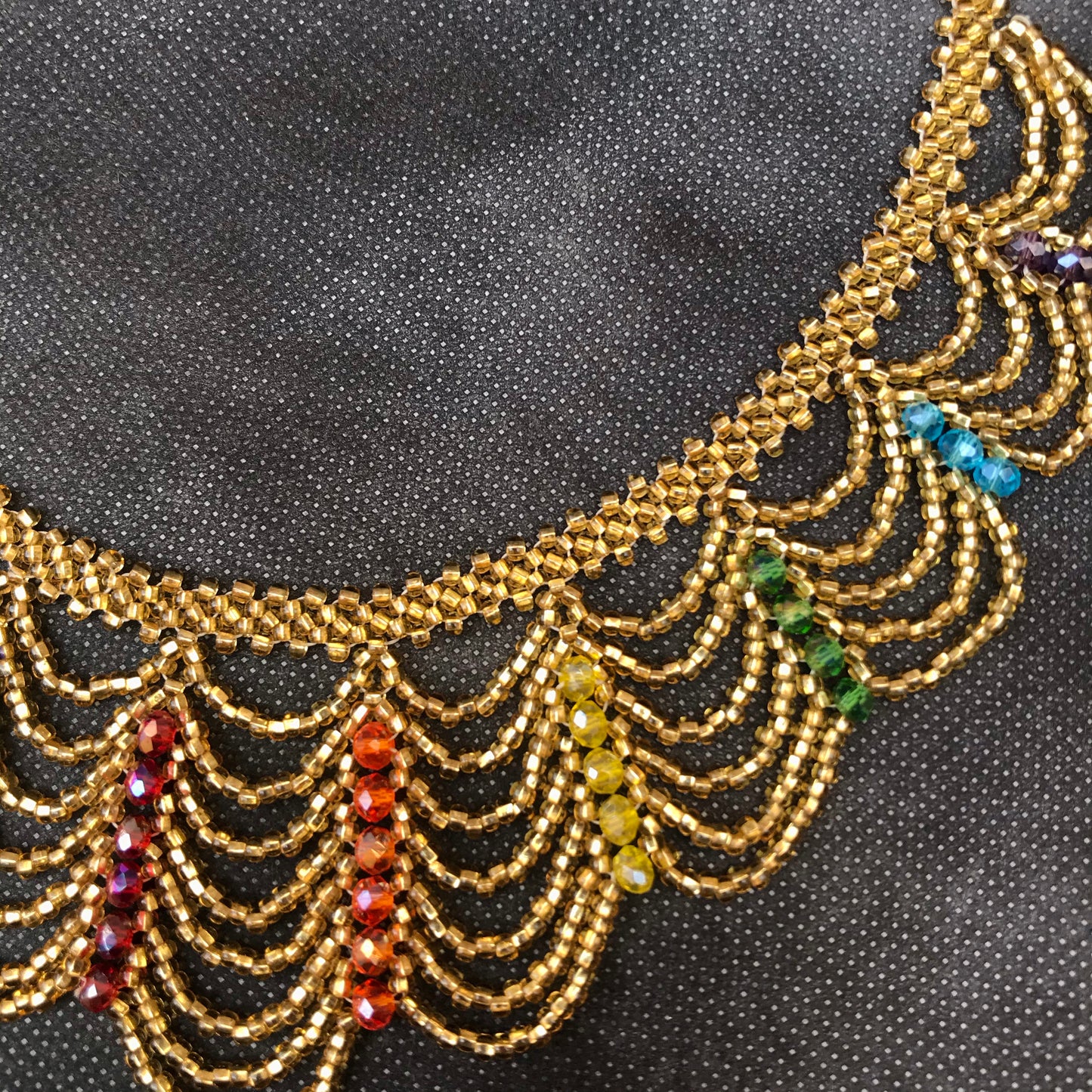 Drapery Necklace in Gold and Rainbow
