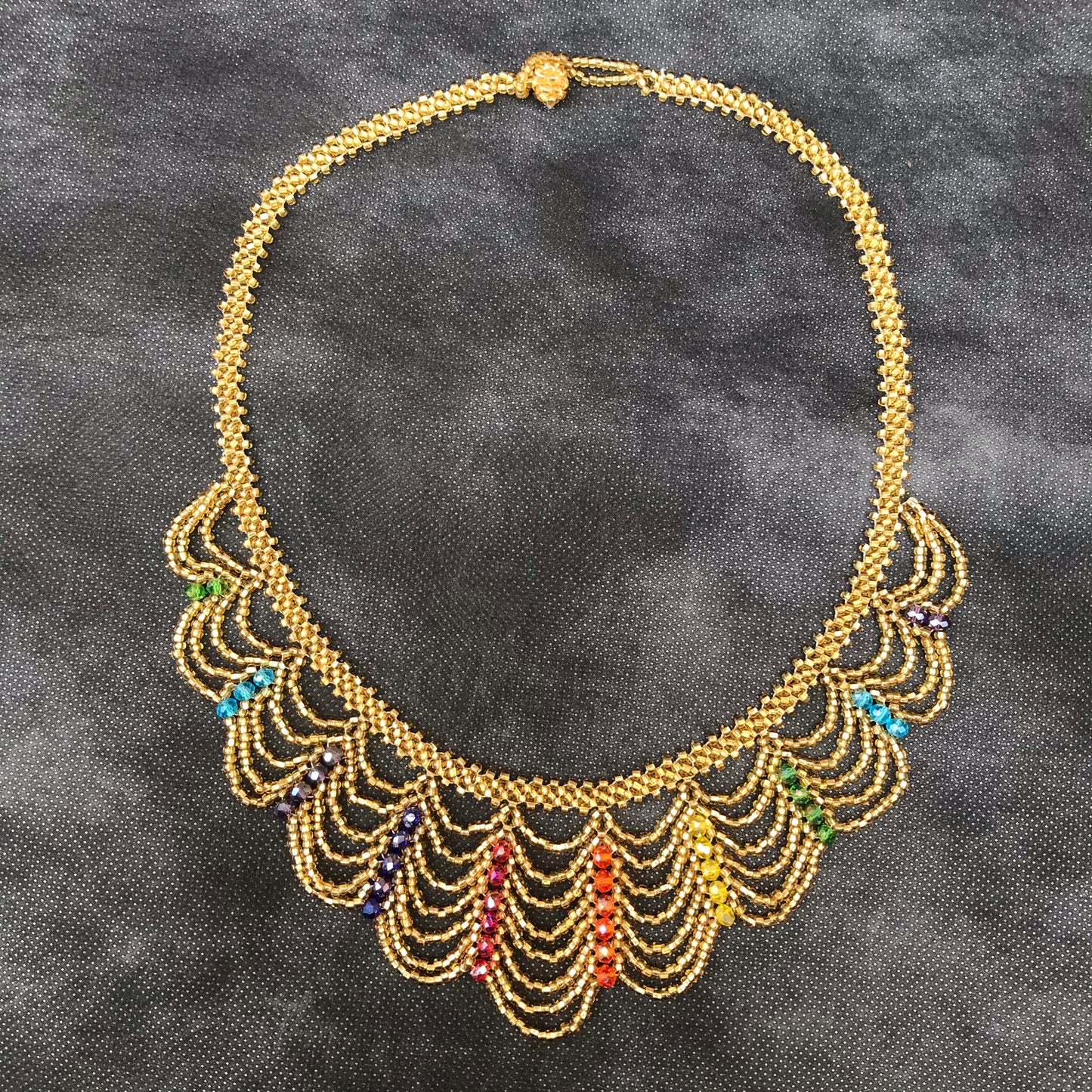 Drapery Necklace in Gold and Rainbow