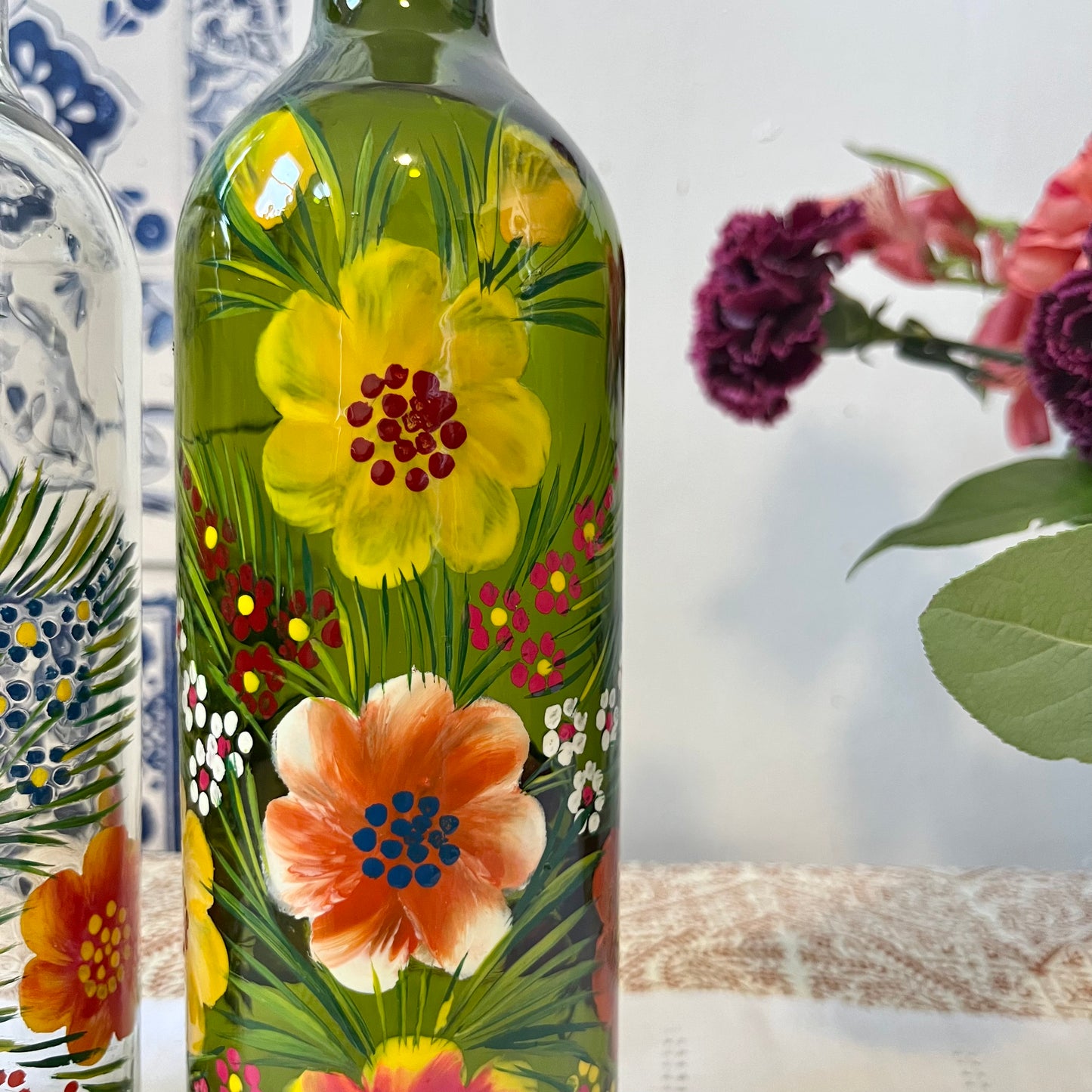 Maximiliano Vincente Hand Painted Glass Bottle